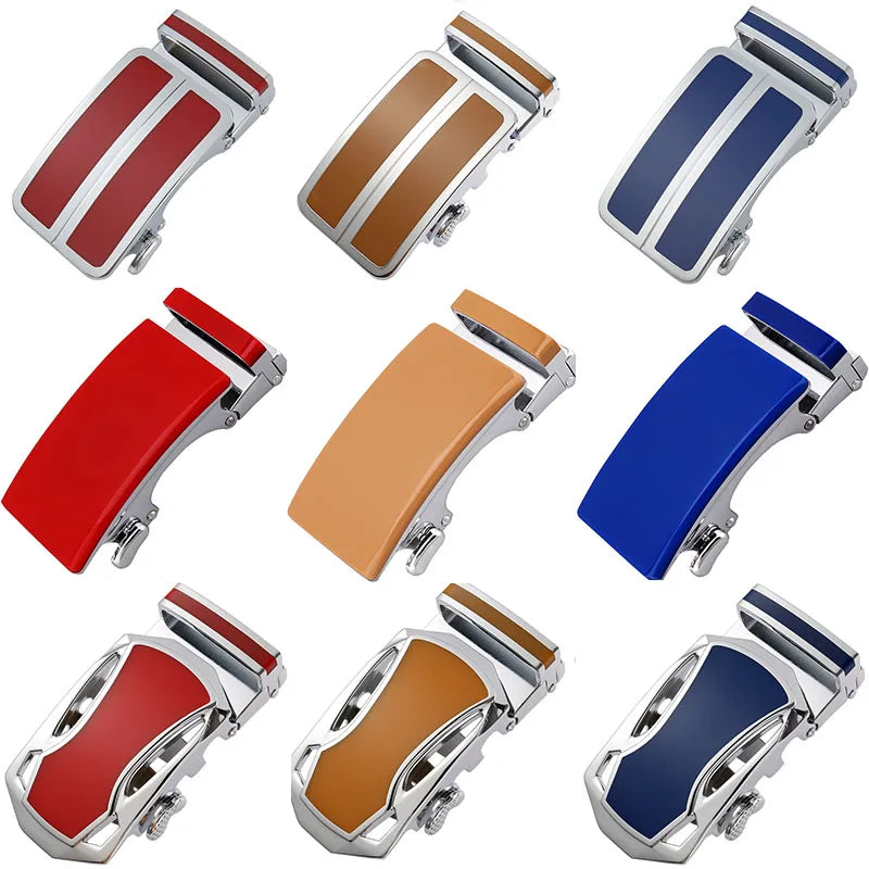 Ceinture en alliage métallique pour hommes, 3.5cm, boucle automatique à dégagement rapide, Clip de ceinture d'affaires, sans trous, boucle de ceinture en cuir bleu rouge