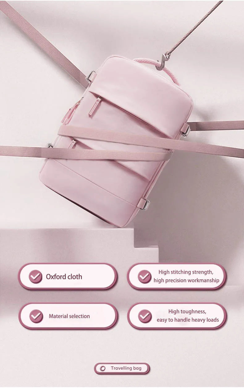 Sac à dos violet clair de grande capacité pour femmes avec séparation sèche et humide, sac d'ordinateur de transport, multifonctionnel étanche l