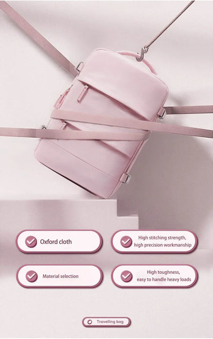 Sac à dos violet clair de grande capacité pour femmes avec séparation sèche et humide, sac d'ordinateur de transport, multifonctionnel étanche l