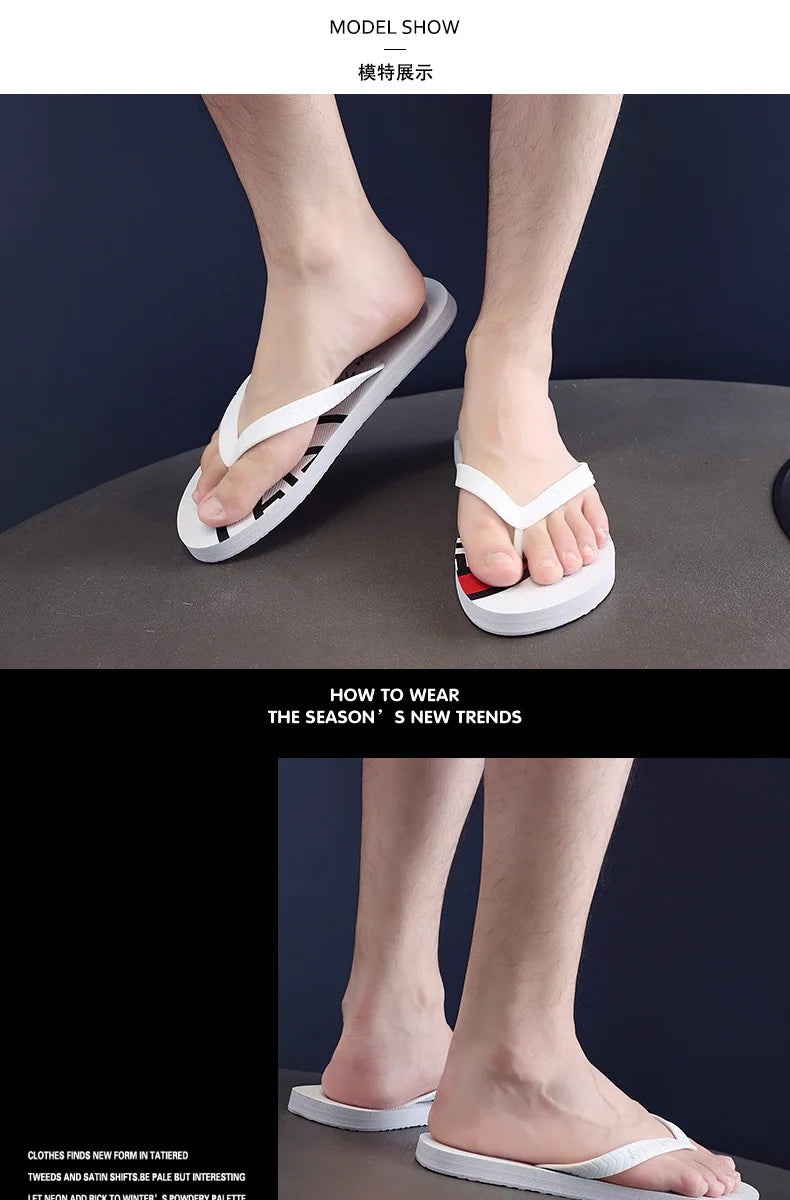 Nouveaux tongs antidérapantes pour hommes, sandales de plage tendance pour couples, motifs uniques, diapositives d'été unisexes durables pour l'extérieur, pour vêtements décontractés