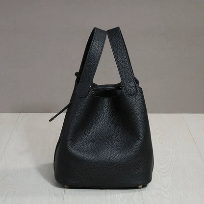 Sac à lunch en cuir de vachette véritable, panier alimentaire E27, sac à main de pique-nique Amazon, poignée supérieure souple, 2024 importé