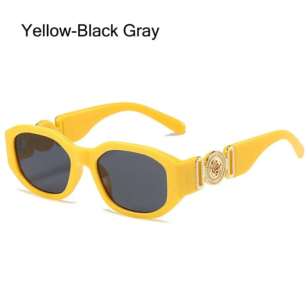 Lunettes de soleil Y2K irrégulières pour femmes et hommes, monture optique, nuances vintage, protection UV, design rose en métal, été