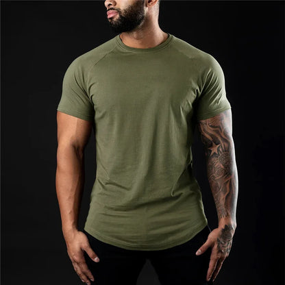 BS -T-shirt en coton été hommes athloisir entraînement à manches courtes Muscle Fitness T-shirt de haute qualité hommes T-shirt Gym Sport chemise hauts