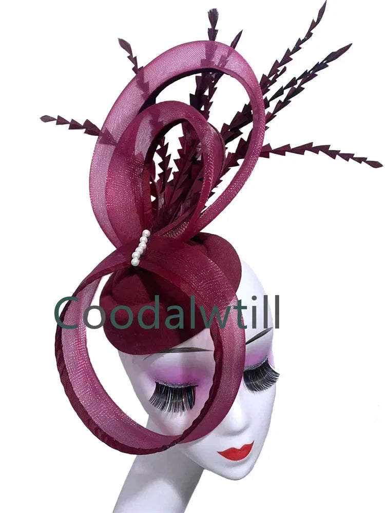 Plume Derbr Fascinator chapeaux femmes Vintage église pilulier casquette bandeau dames élégant Cocktail Kentucky casque Fascinators