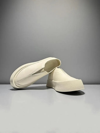 Hommes respirant mode personnalité en cuir véritable bas plate-forme mocassins marche hommes haute rue confortable sans lacet chaussures