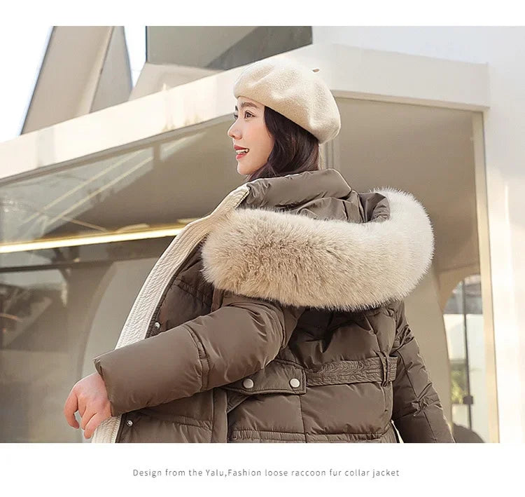 Veste longue rembourrée en coton pour femme, au-dessus du genou, marée vers le bas, hiver, nouveau