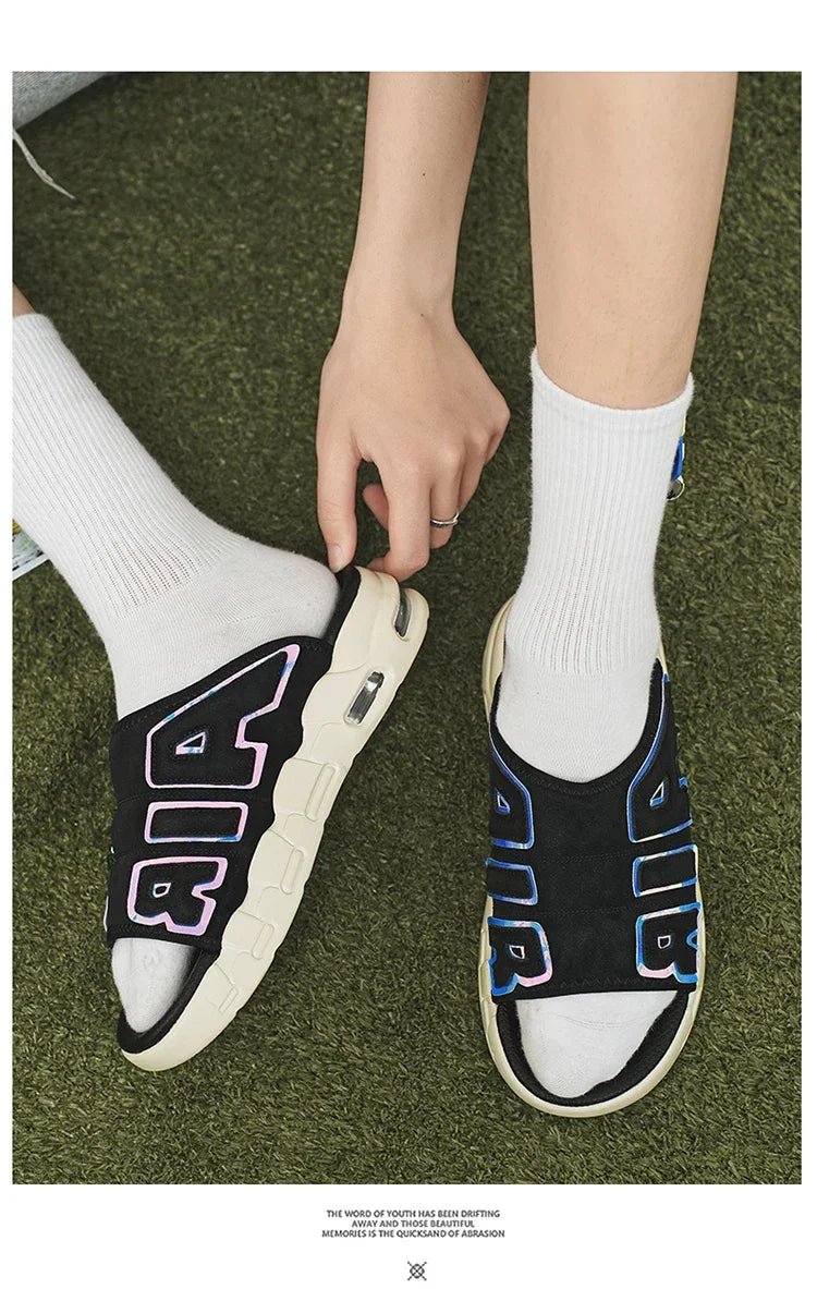 Pantoufles d'été confortables pour hommes, sandales d'extérieur pour hommes, chaussures de marques originales, sandales pour garçons, 2024