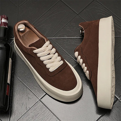Chaussures en cuir suédé pour hommes, baskets de marche, appartements d'extérieur, vintage, à la mode, luxe, designer, nouveau