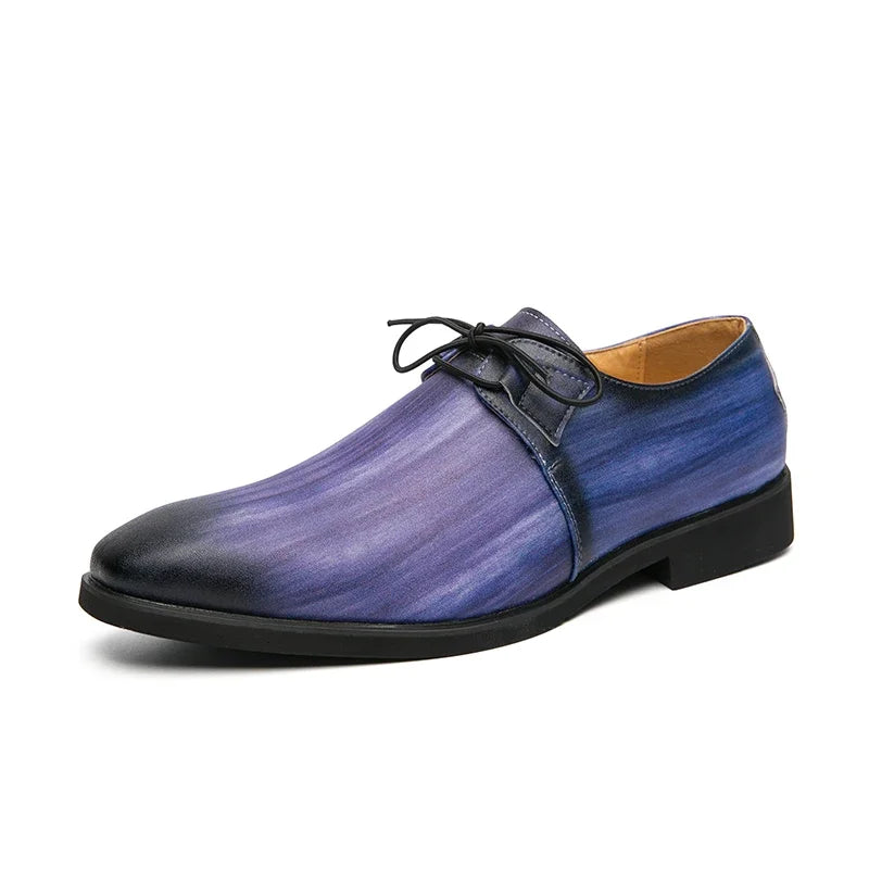 Mode Oxford chaussures hommes chaussures affaires décontracté fête de mariage quotidien classique PU couleur unie impression 3D tache à lacets chaussures habillées