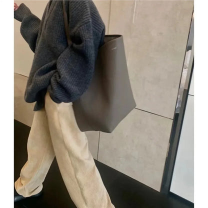 Sac à main en cuir véritable pour femmes, fourre-tout paresseux de grande capacité, sac à bandoulière simple, sac à dos de jour décontracté, sac de taille, sac seau