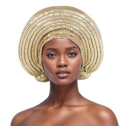 Casquette Turban plissée pour femmes africaines déjà fabriquées Auto Gele femme bandeau Nigeria dame chapeaux chapeau fête de mariage chapeaux