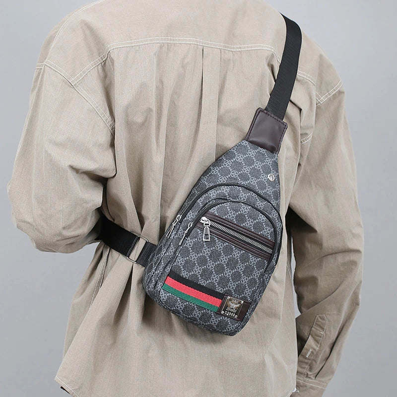 Sac messager multifonction pour hommes, sacs de poitrine en tissu à bandoulière, sac à main décontracté avec trou pour écouteurs