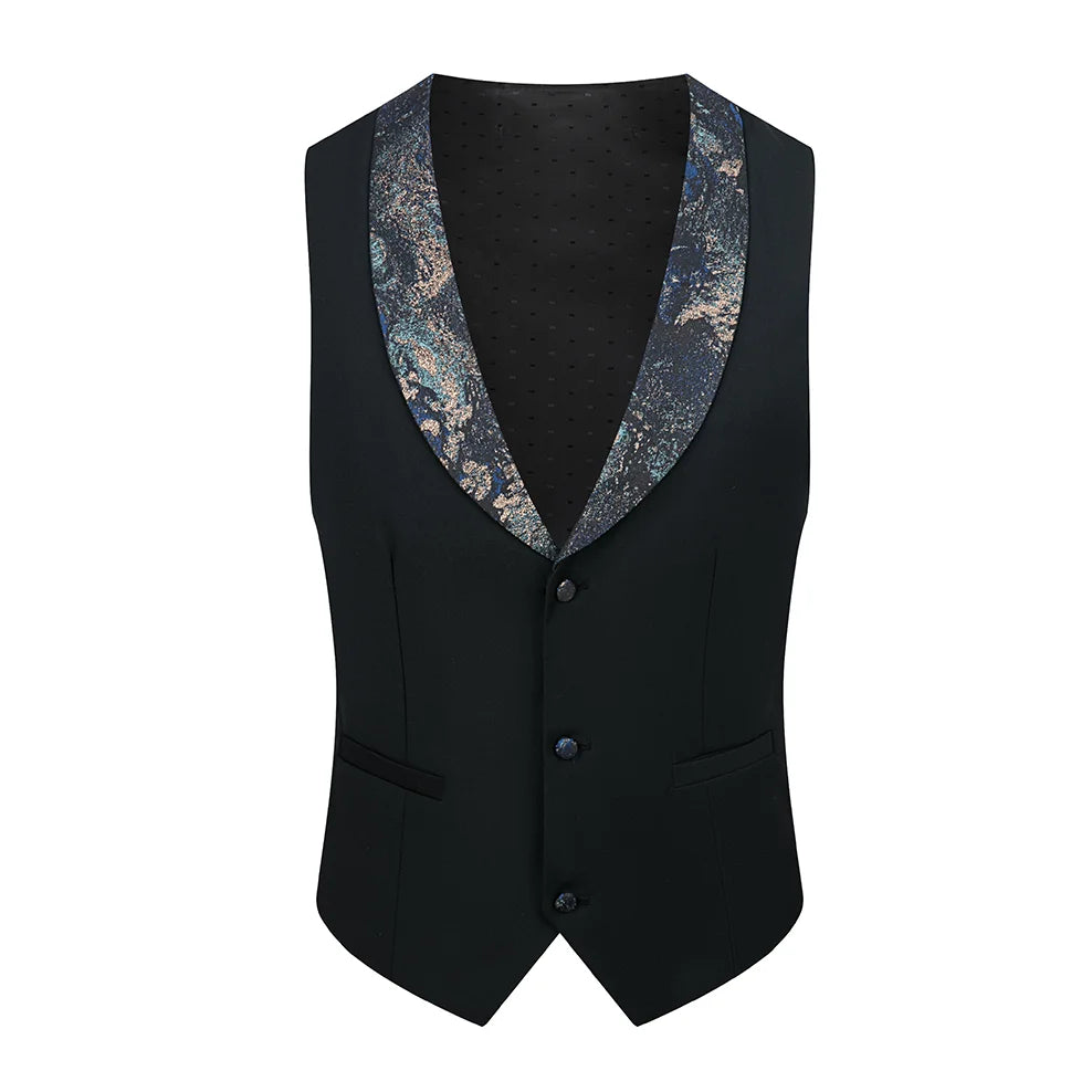Costume vert 3 pièces pour hommes, veste de robe de soirée de mariage avec gilet et pantalon, ensembles Slim à la mode pour hommes, tissu Jacquard Beige, noir, bleu