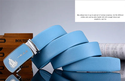 Ceinture automatique bleu ciel pour hommes et femmes, ceinture de loisirs d'affaires, bande passante 3cm et 2024 cm, nouvelle mode, 3.5