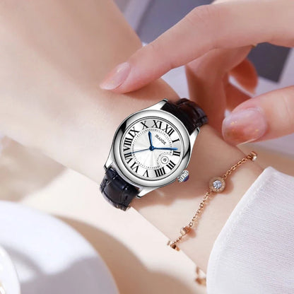 Montre femme élégante haut de gamme luxe Vintage montres pour femmes ronde dames horloge à main véritable CD ou boucle papillon