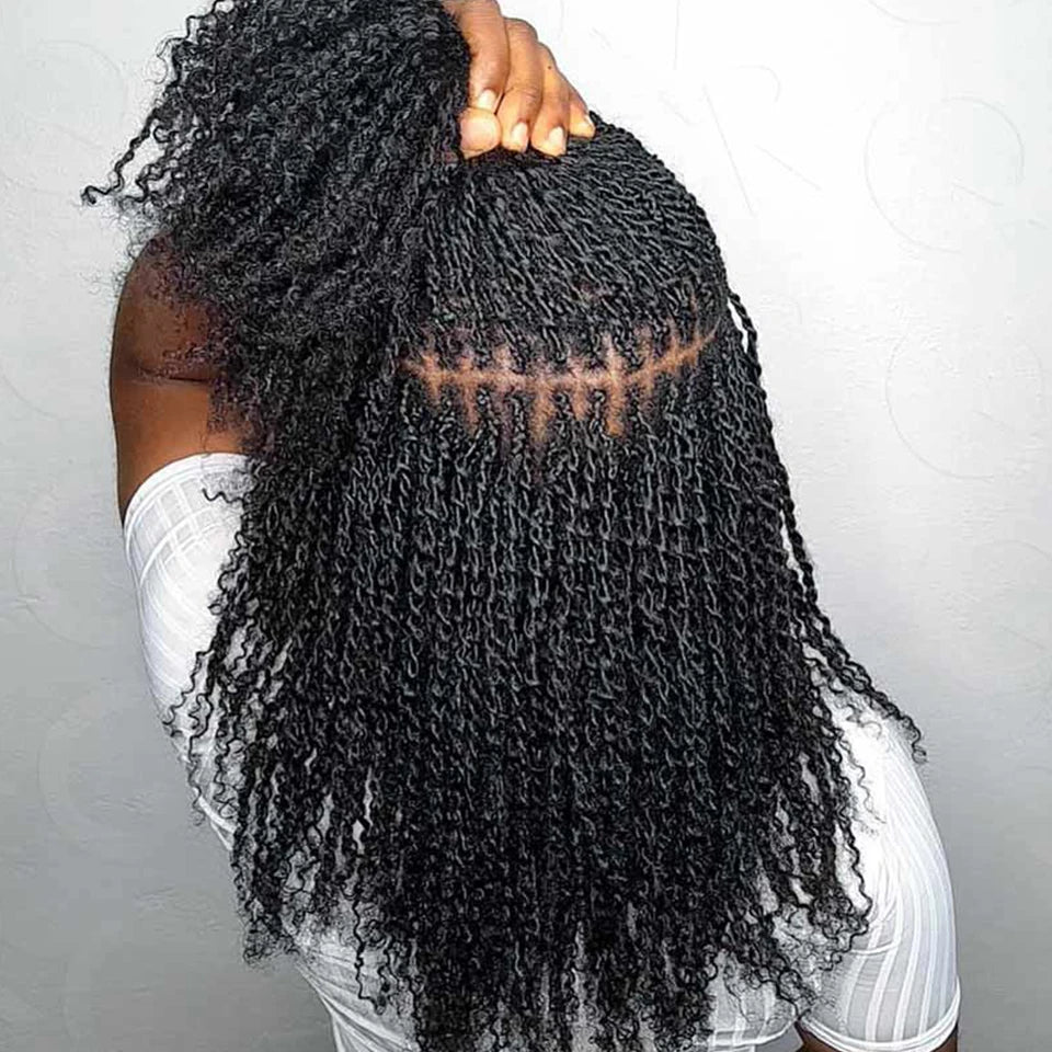 Extensions de cheveux humains afro crépus élégants en vrac noir naturel/marron/gris-léger pour tresser, coiffer et usage quotidien