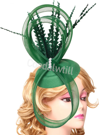 Plume Derbr Fascinator chapeaux femmes Vintage église pilulier casquette bandeau dames élégant Cocktail Kentucky casque Fascinators