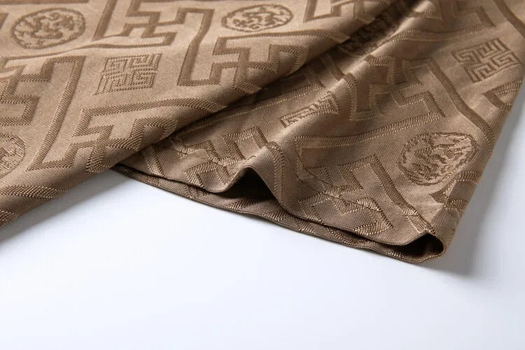 Haut à manches courtes et col rond pour hommes, respirant, en soie glacée avancée, marque de luxe, Jacquard, ample, décontracté, couleur unie, été