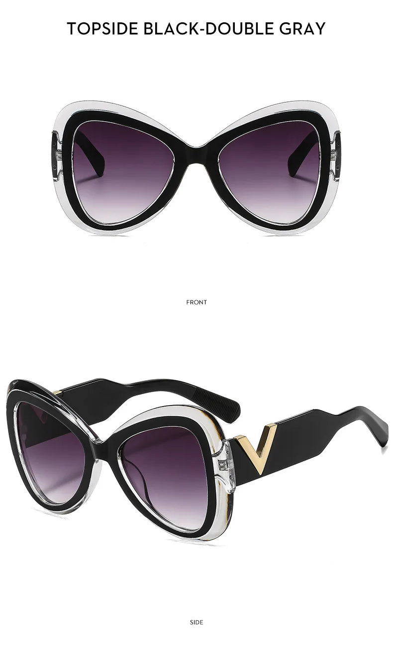 2025 nouvelle mode grand cadre oeil de chat papillon femmes lunettes de soleil de luxe concepteur hommes lunettes de soleil en plein air voyage lunettes femme UV400