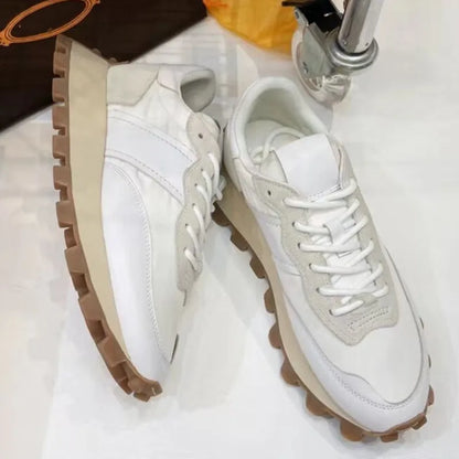 Chaussures de course rétro en daim pour femmes, baskets épaisses, tissu respirant, chaussures de sport à plateforme plate, mode décontractée, recommande une augmentation