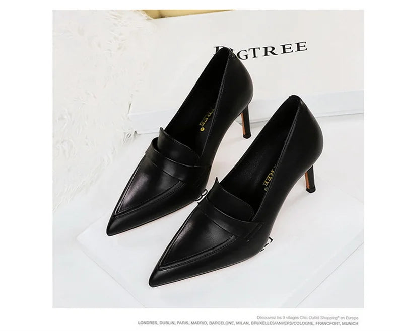 Escarpins à Talons Hauts Élégants pour Femme, Cuir Classique, Rétro, Jolie tu, Parker, Slip On, Marron, Noir, Bureau, ix, Chaussures Simples