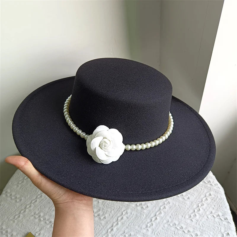 Chapeau Fedora de Style français pour femmes, chapeau en feutre à bord large de 10CM, Derby d'hiver et d'automne, chapeaux de Jazz de mariage