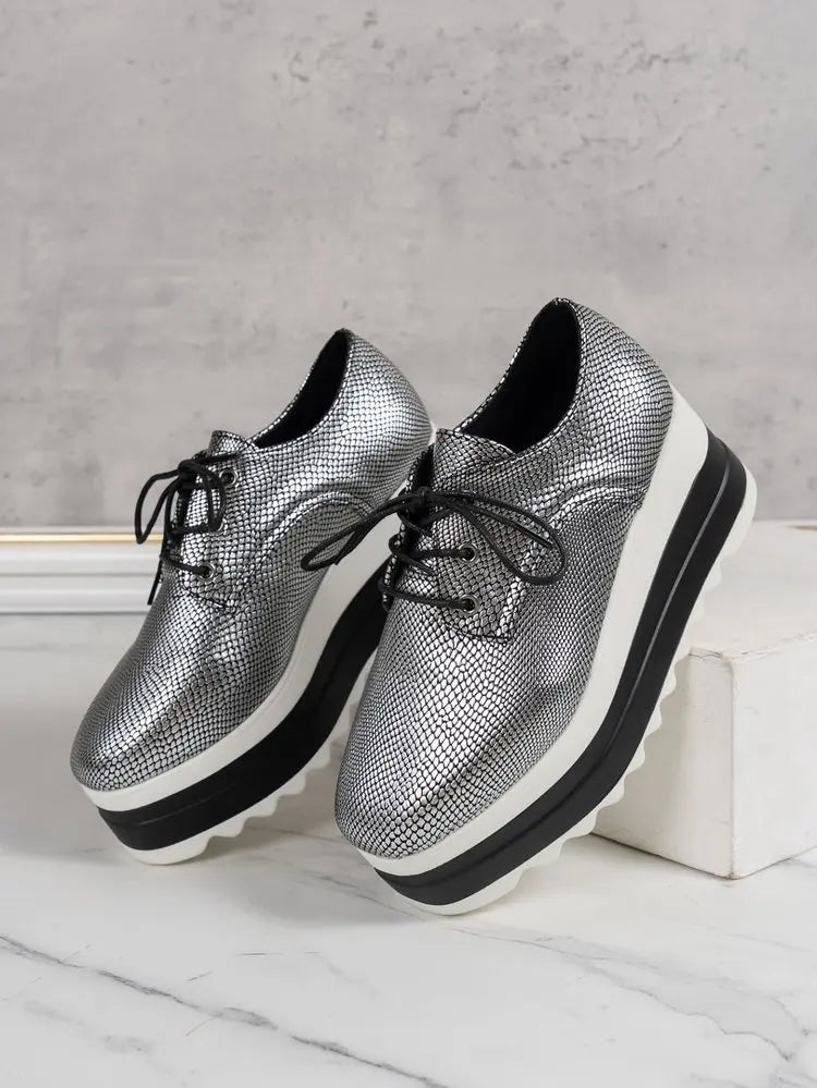 Chaussures à plateforme à talons compensés pour femmes, chaussures d'extérieur décontractées à lacets, baskets confortables à talons hauts, semelle optique de rencontre basse