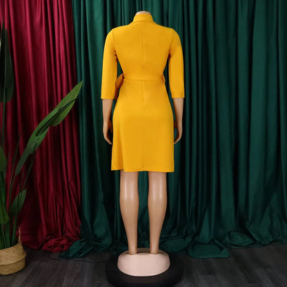 Robe plissée pour femmes, grande taille, col plissé, style blazer, bureau, vintage, sexy, ceinture, fête, serrée, courbée, courte