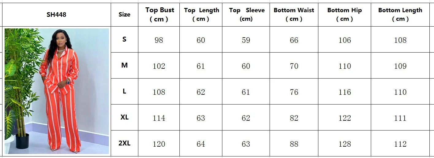 Chemise à manches longues rayée imprimée pour femme, revers élégant, taille élastique, jambe large, pantalon, ensemble 2 pièces, mode automne, nouveau, 2024
