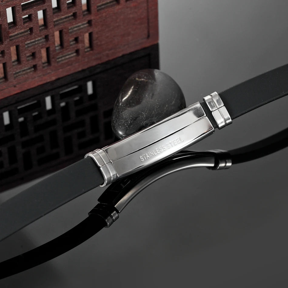 Bracelet symbole de poisson de jésus chrétien avec chaîne, manchette en acier inoxydable, en Silicone noir, bijoux d'été pour femmes et hommes