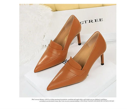 Escarpins à Talons Hauts Élégants pour Femme, Cuir Classique, Rétro, Jolie tu, Parker, Slip On, Marron, Noir, Bureau, ix, Chaussures Simples