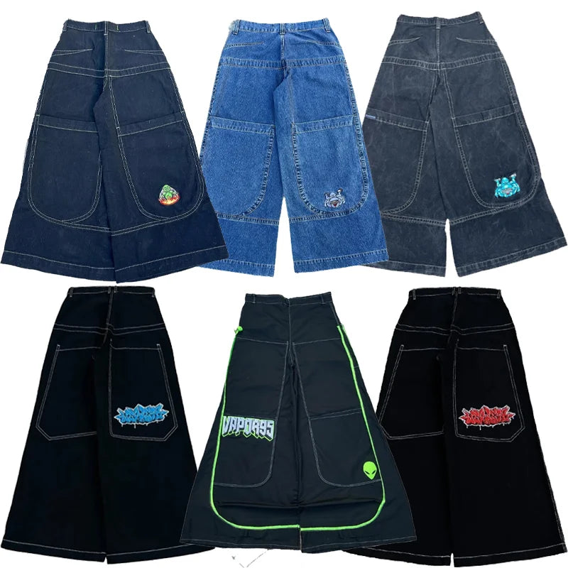 Y2K hommes Baggy Jeans vintage streetwear brodé Harajuku motif jeans hommes femmes sol américain Hip Hop gothique jambe large jean