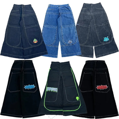 Y2K hommes Baggy Jeans vintage streetwear brodé Harajuku motif jeans hommes femmes sol américain Hip Hop gothique jambe large jean
