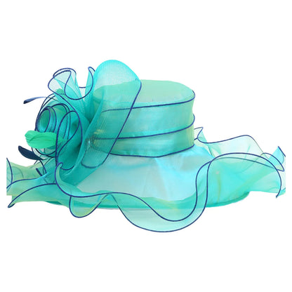 Femmes élégantes chapeau de soleil Organza Fedoras été chapeaux de soleil femmes Kentucky Derby large bord casquette de plage mariage Cocktail thé fête chapeaux