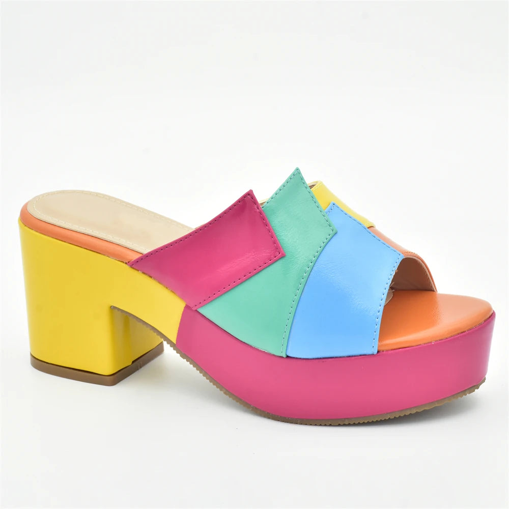 Dernières chaussures de mariée de mariage multicolores sandales à plateforme à bout ouvert pour femmes chaussures de dame italienne chaussures pour femmes pour les fêtes élégantes