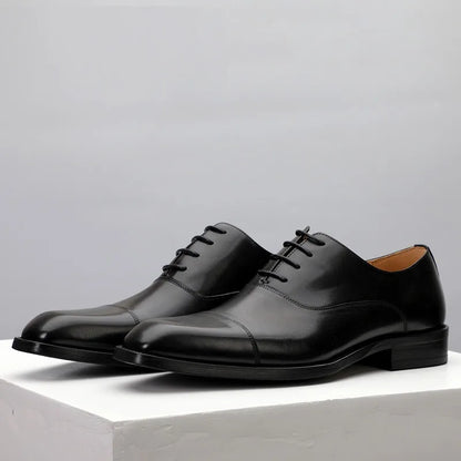 Chaussures en cuir formelles pour hommes, chaussures d'affaires britanniques décontractées Oxford confortables pour mariage en cuir véritable