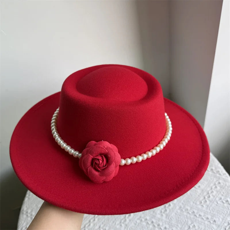 Chapeau Fedora de Style français pour femmes, chapeau en feutre à bord large de 10CM, Derby d'hiver et d'automne, chapeaux de Jazz de mariage