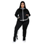 Grande taille L-5XL deux pièces ensemble femmes survêtement Zip haut rayé fente pantalons de survêtement survêtement tenue correspondant ensemble en gros livraison directe