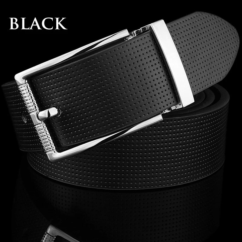 Ceintures de styliste décontractées à boucle ardillon pour hommes, en cuir véritable, 3.3cm de large, marque célèbre de luxe, jeans pour étudiants, cintos masculinos blancs B78