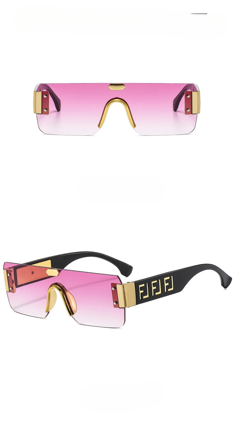 Lunettes de soleil sans monture, protection solaire pour hommes, sens avancé pour femmes, visage, petite photo, bord de coupe, miroir pare-soleil