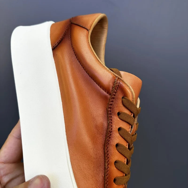 DOYUTIG-Chaussures de planche en cuir véritable pour hommes, baskets à semelle optique coordonnante, chaussures décontractées, rétro vintage, printemps et automne, SGHousex, nouveau