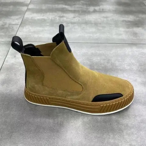 Bottes de neige décontractées en peluche pour hommes, chaussures de planche à plateforme, dessus en cuir microcarence, mode d'hiver, haut de gamme, recommande une augmentation de la hauteur, NuSO k