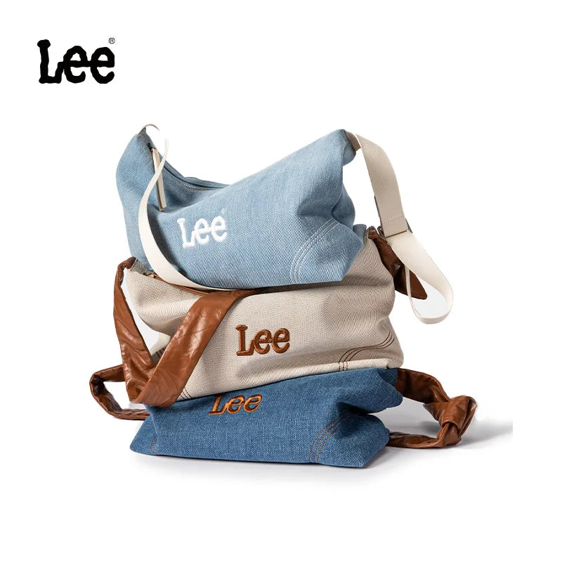 LEE femmes minimalisme Hobo Denim bleu une épaule oreiller sac dames jean doux large en cuir bretelles sacs à bandoulière