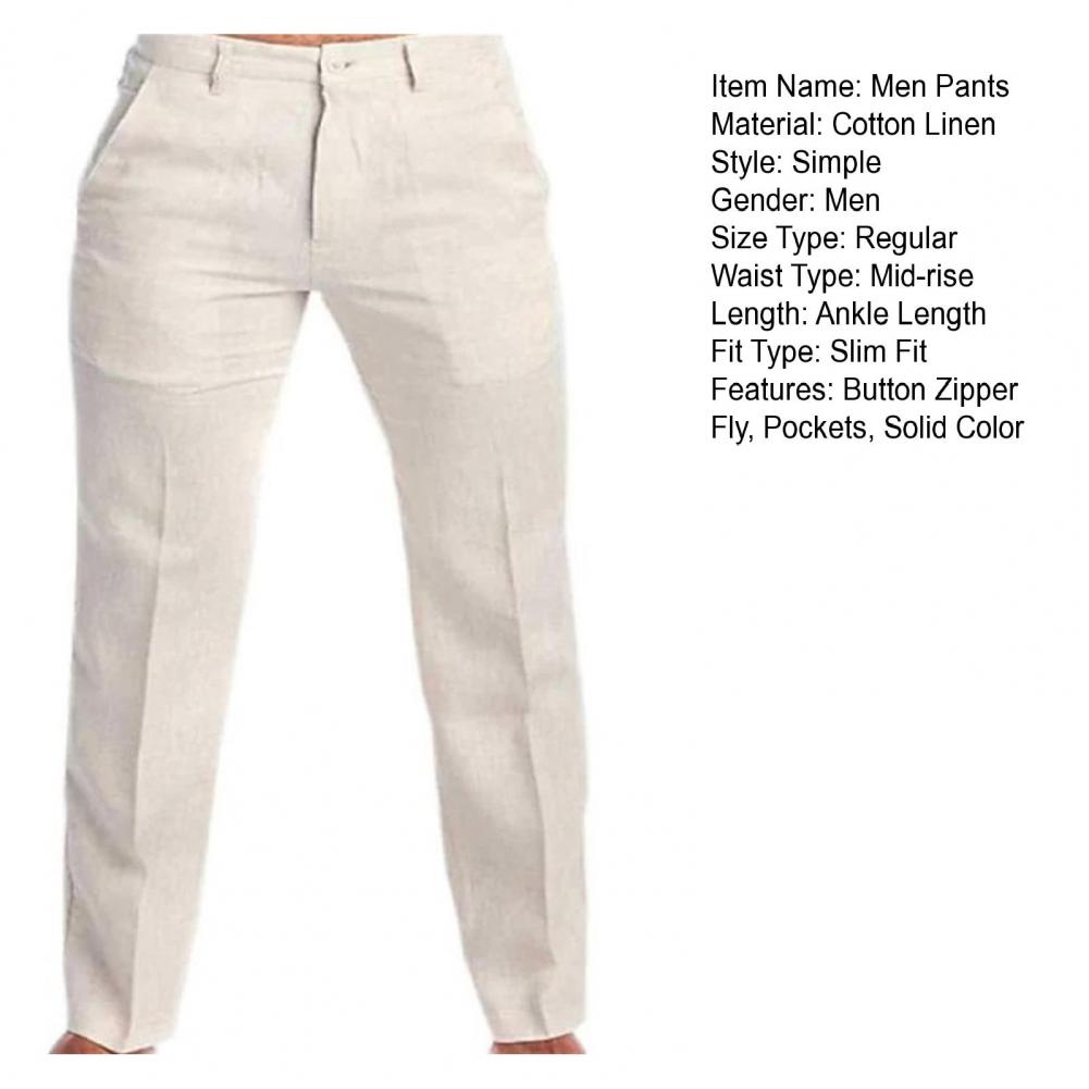 Pantalon en lin décontracté pour hommes, avec poches sur pied, couleur unie, blanc, gris, grande taille 3xl, élégant, mode, survêtement, Streetwear, 2023