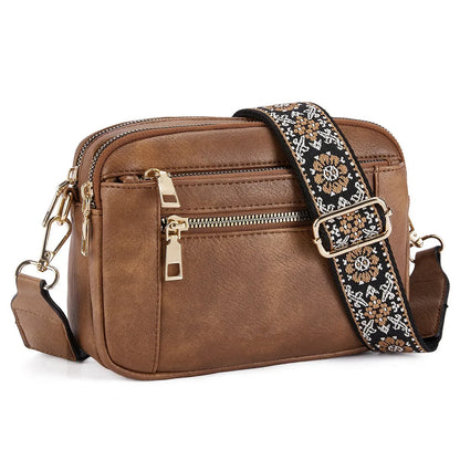Sac à Bandoulière en Cuir PU avec Fermeture Éclair, Portefeuille Simple Initié, Sangle Réglable, Nuits de Documents Multifonctionnelles, Disponible en Stock