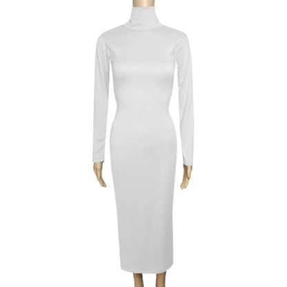 Robe longue à col haut pour femme, couleur unie, Sexy, élégante, transfrontalière, B105, AE, Stockpile, à la mode, automne
