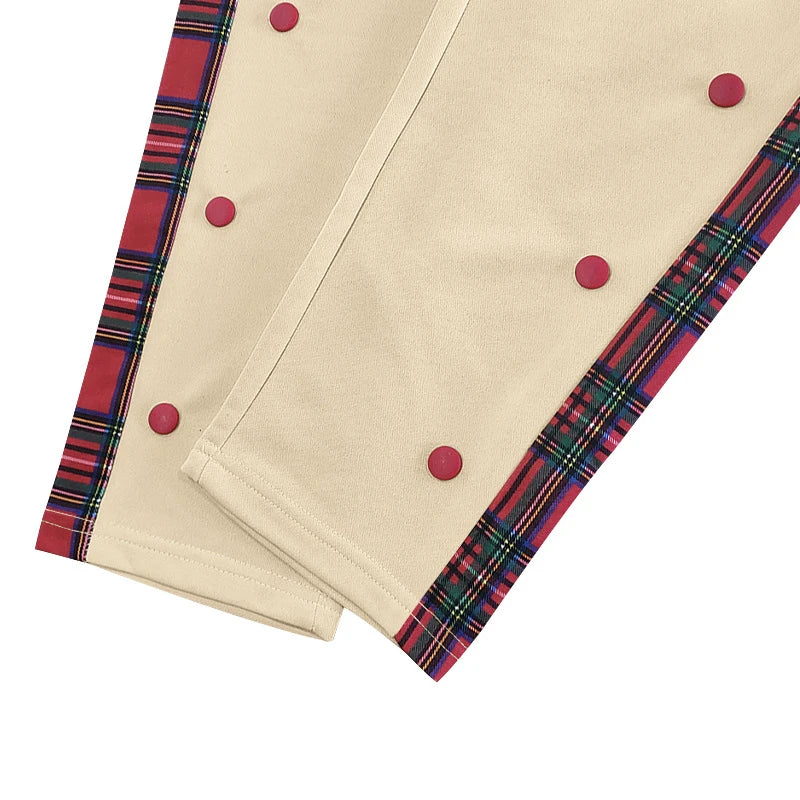 Pantalon en patchwork rayé pour homme, bouton latéral vintage, chimproximity, adt Straight fjMen, pantalon décontracté, printemps, automne, 2025