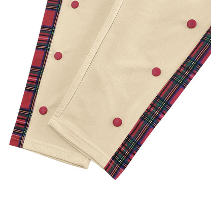 Pantalon en patchwork rayé pour homme, bouton latéral vintage, chimproximity, adt Straight fjMen, pantalon décontracté, printemps, automne, 2025