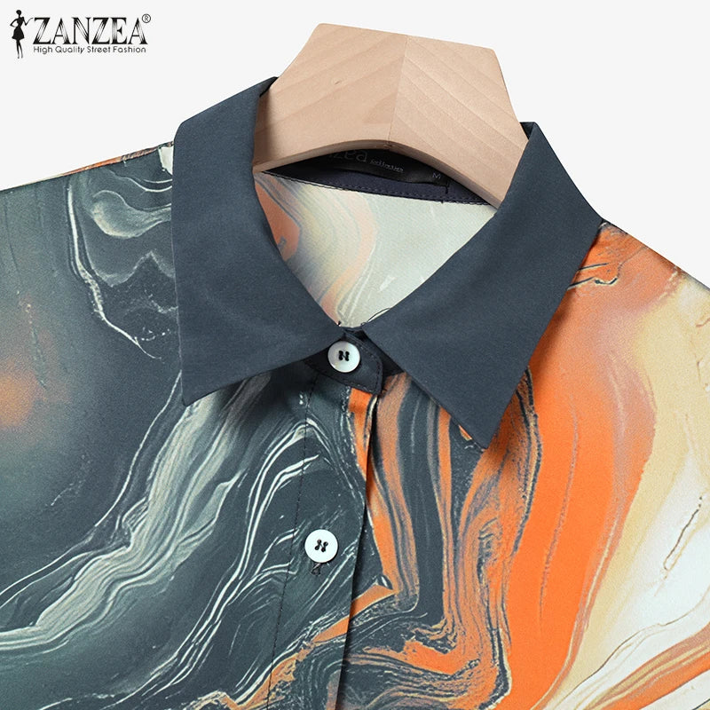 BS -  mode femmes deux pièces ensembles à manches longues revers chemise jambe large pantalon ensembles 2 pièces tenues de vacances décontracté OL travail survêtements