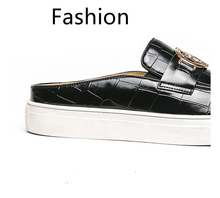 Mocassins en cuir de style britannique pour hommes, demi-chaussures marron, chaussures à enfiler, confortables et respirantes, haute qualité, été